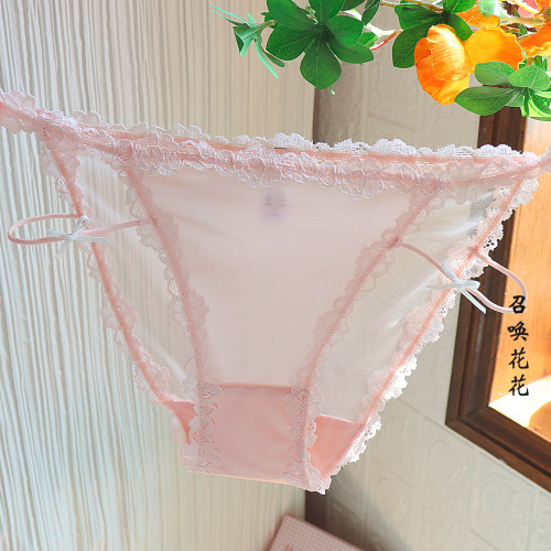 轻奢樱花粉性感缎面内裤女纯欲夏