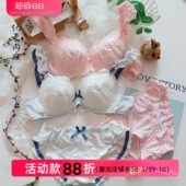 性感有钢圈 舒适日系棉质刺绣樱花少女内衣文胸套装 约素 落花语