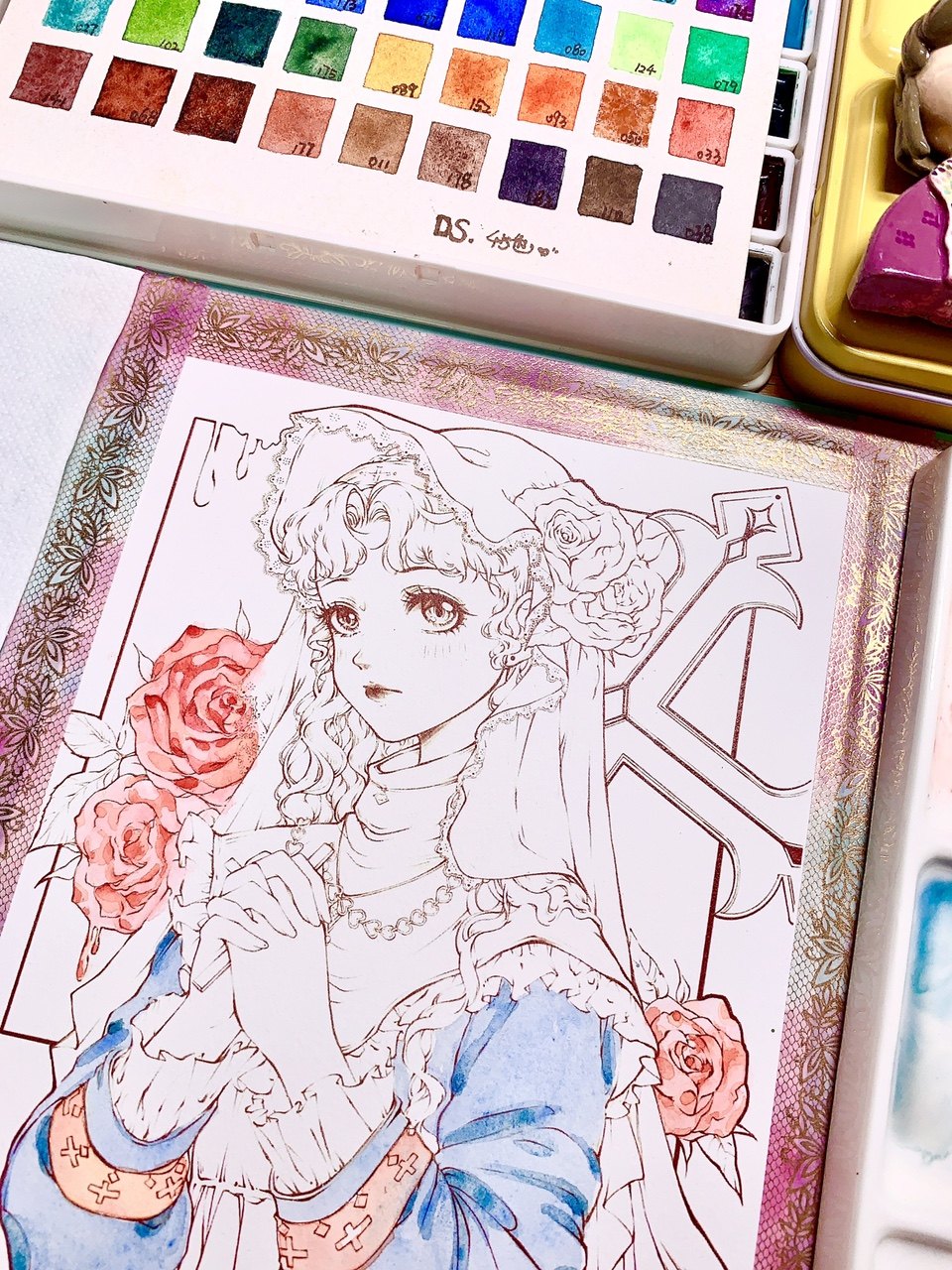 87兔 恶魔的祷告水彩线稿本 酥饼蜀黎原创 钢笔淡彩人物插画清仓