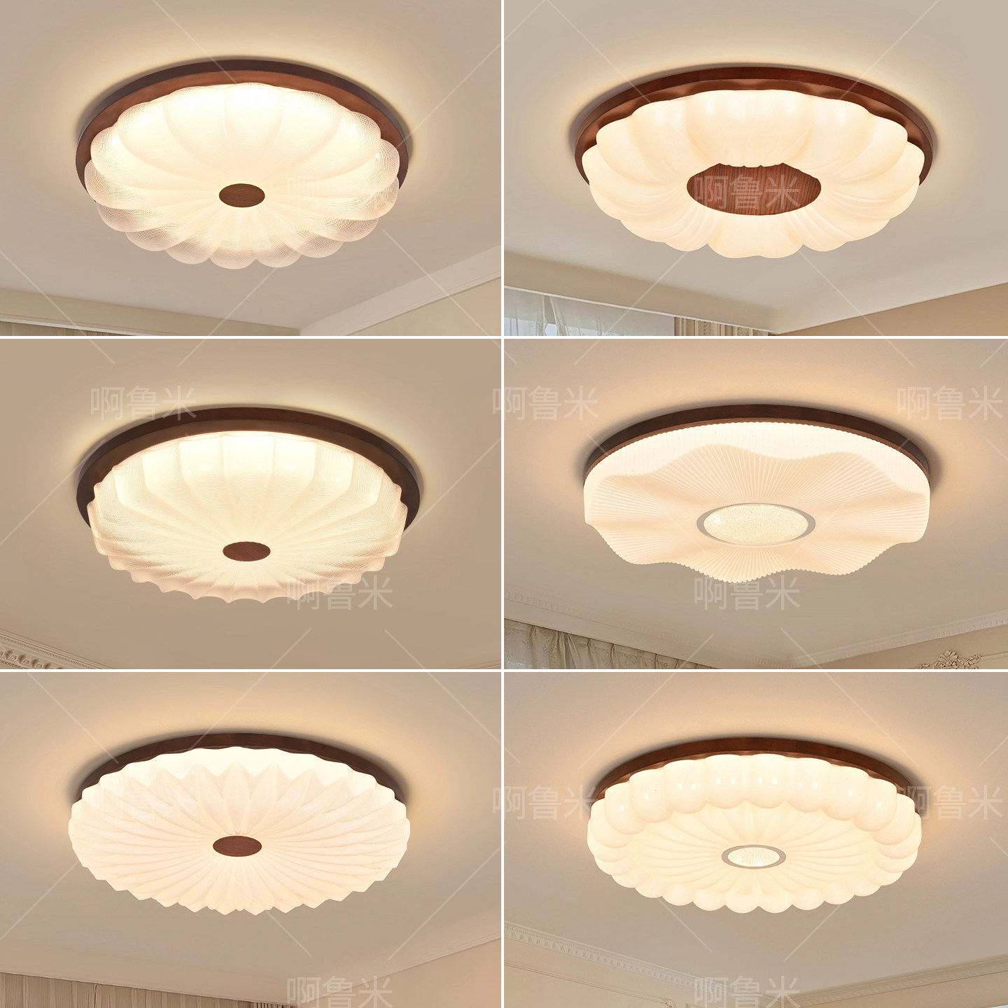 卧室灯led护眼吸顶灯中古胡桃木色主卧灯2025款北欧简约房间灯具