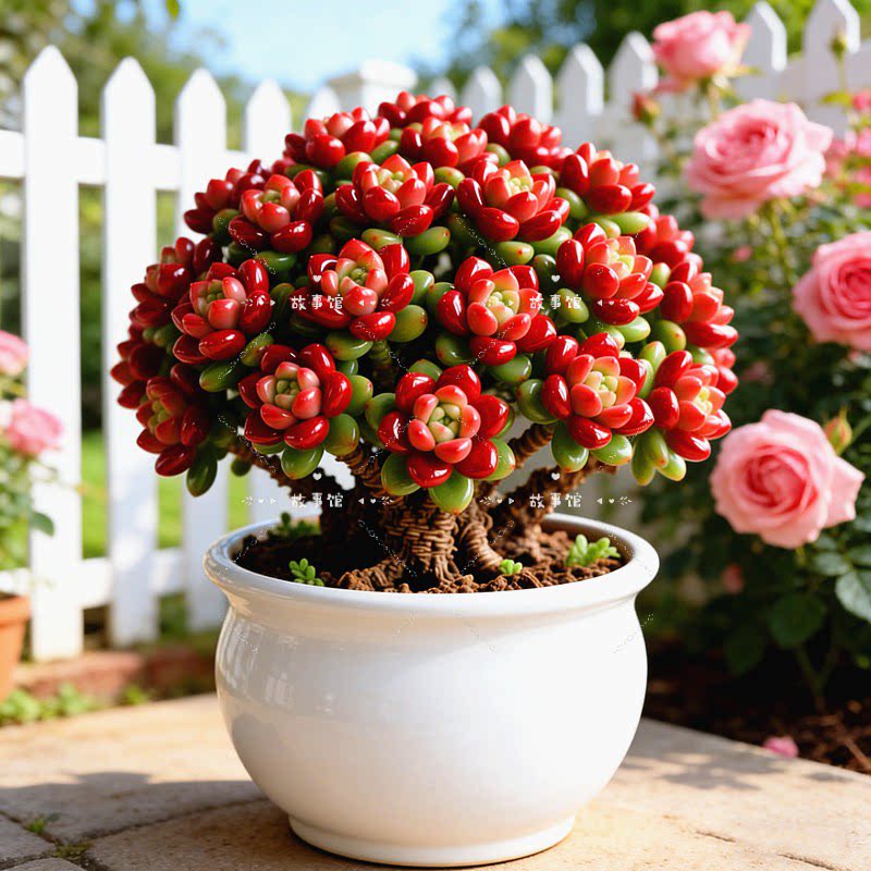 中国风多肉植物 相思豆红豆盆栽红宝石群带盆室内桌面装饰易养活