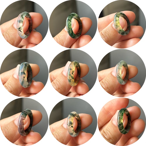 七日拂晓 Chiyoko 新货！水草玛瑙 细条戒指 通透玉髓 17mm