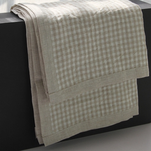 新 桌布 亚麻枕巾多用茶巾干爽透气色织雨露麻单人小床单可做盖毯