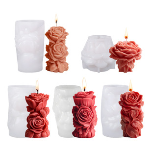 花柱香薰蜡烛硅胶模具diy情人节玫瑰花手工伴手礼香薰扩香石磨具