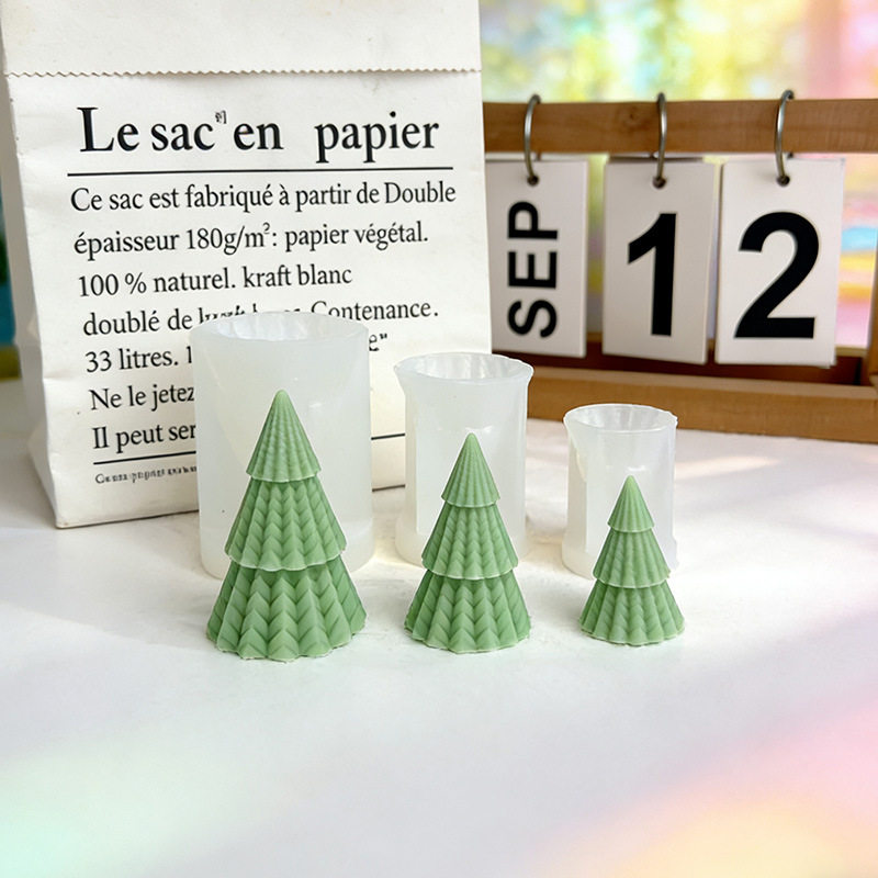 Diagonal striped Christmas tree aromatherapy candle mold, DIY mousse cake baking chocolate, handmade soap silicone mold