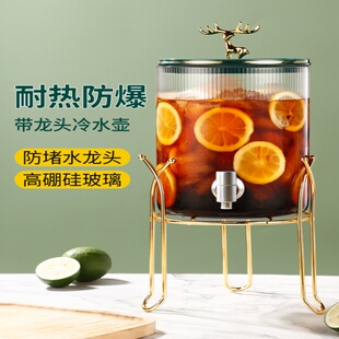 网红可乐桶玻璃啤酒桶饮料桶带龙头自助果茶调酒容器泡酒瓶大容量