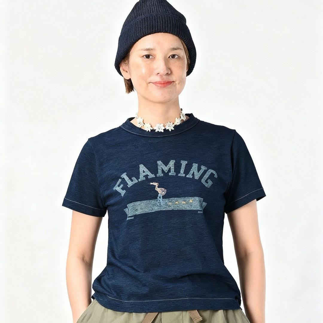 日系小众贵牌45家2026新款T恤女火烈鸟刺绣印花纯棉休闲短袖上衣