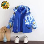 哈罗小黄鸭春秋装新款儿童夹棉薄款外套三合一男女宝两件套冲锋衣