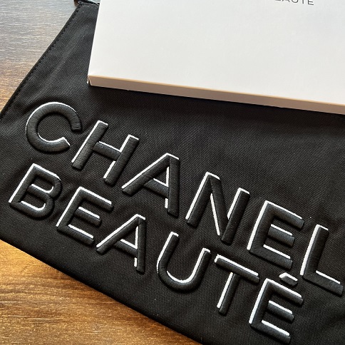 香奈儿chanel护肤柜台赠品黑色立体刺绣大号帆布收纳袋化妆包包邮