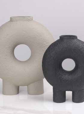 几何圆环花瓶北欧ins圆形摆件样板房民宿家居装饰创意插花器摆设