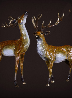 新中式风招财鹿家居客厅乔迁礼物