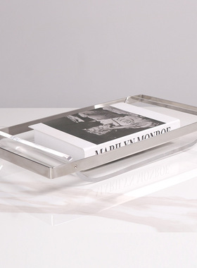 现代轻奢亚克力透明托盘长方形收纳盘样板间餐厅客厅家居装饰品