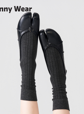 分趾堆堆袜女秋冬季深灰色分趾鞋中筒袜2025新款无骨二趾羊蹄袜棉