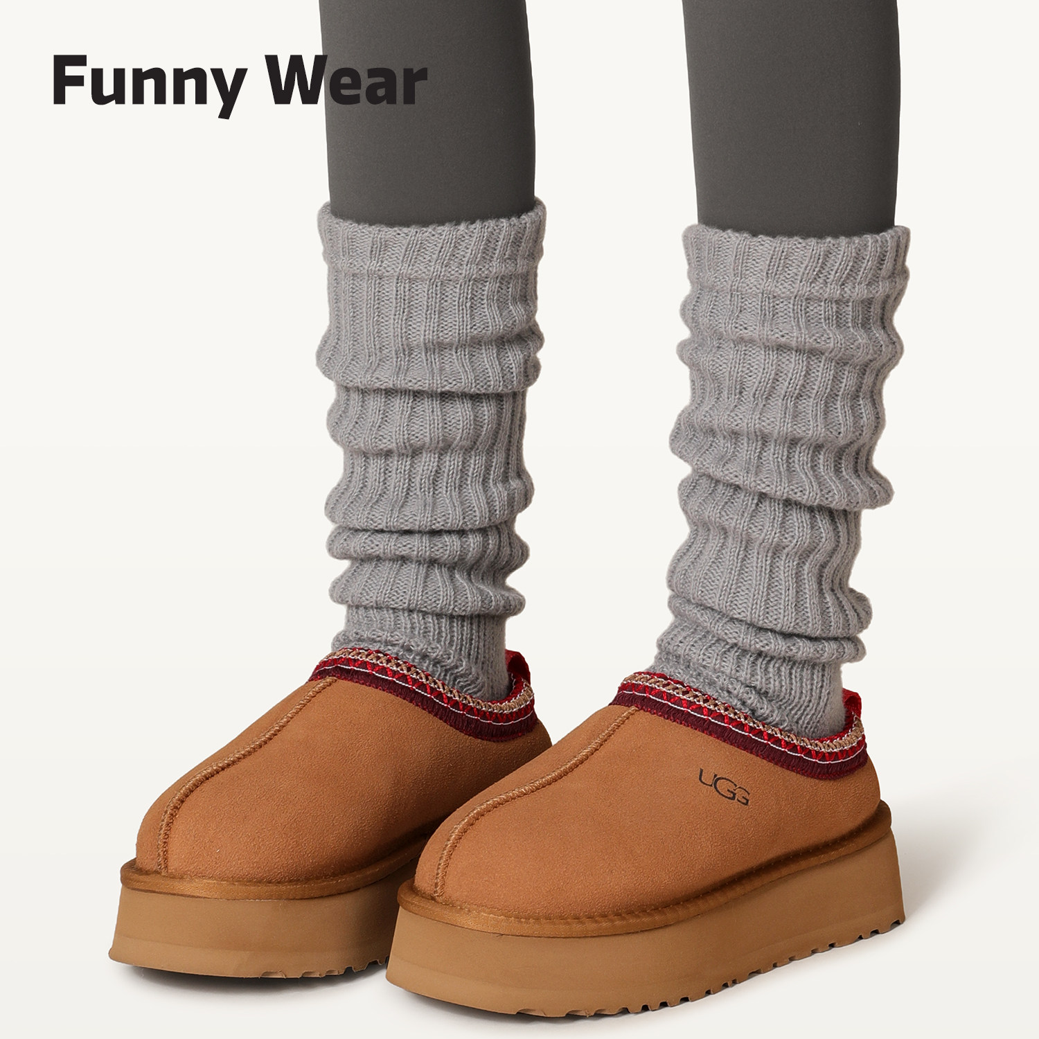 雪地靴袜套女秋冬堆堆袜配鲨鱼裤