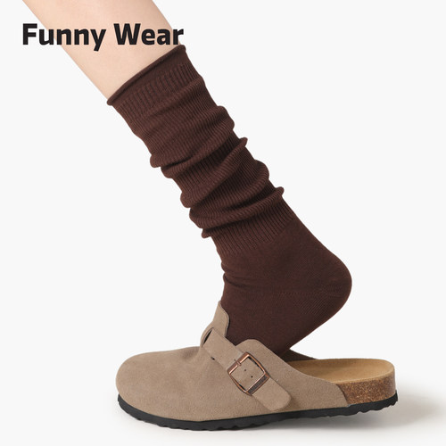 咖色堆堆袜女美拉德穿搭中筒袜