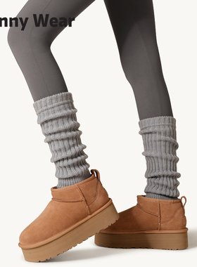 灰色袜套女秋冬y2k腿套针织堆堆袜配鲨鱼裤的袜子冬季黑色小腿袜