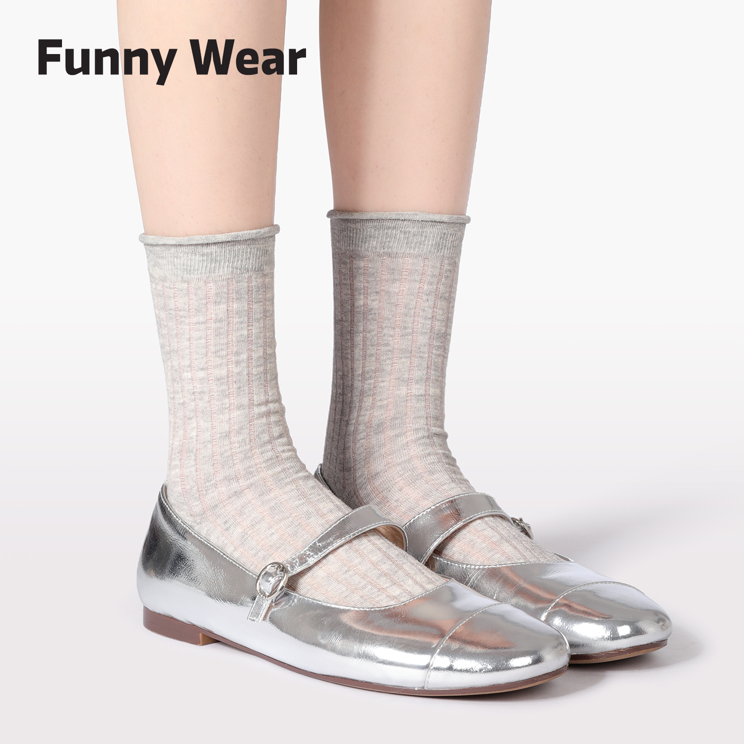 袜子女春秋款白色中筒袜堆堆棉袜