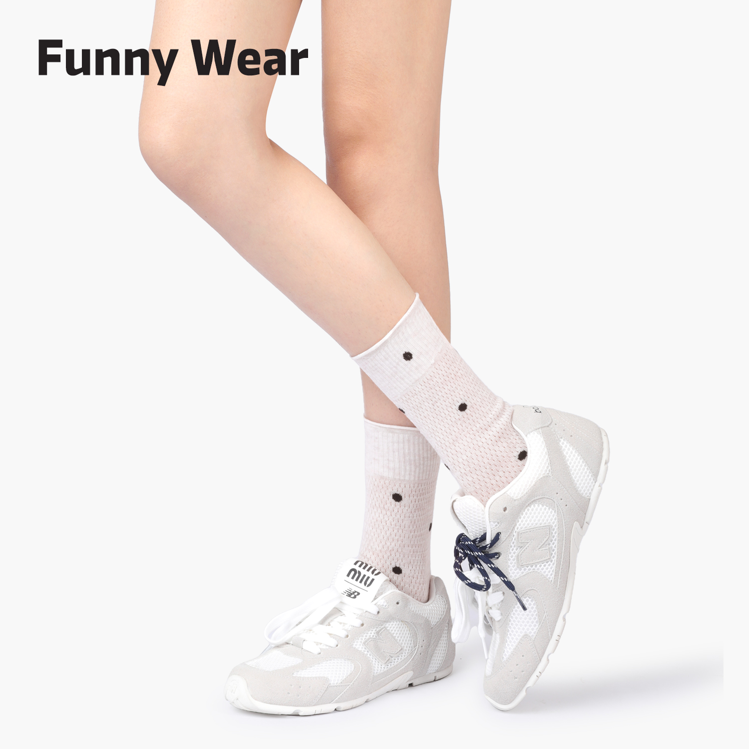 白色袜子女春秋款网眼波点中筒袜