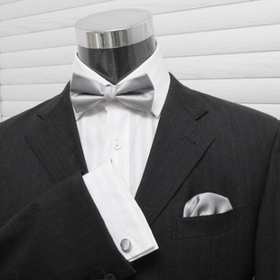 韩版 男士 口袋巾 340 正银灰色高档绅士新郎领结 礼服领带男