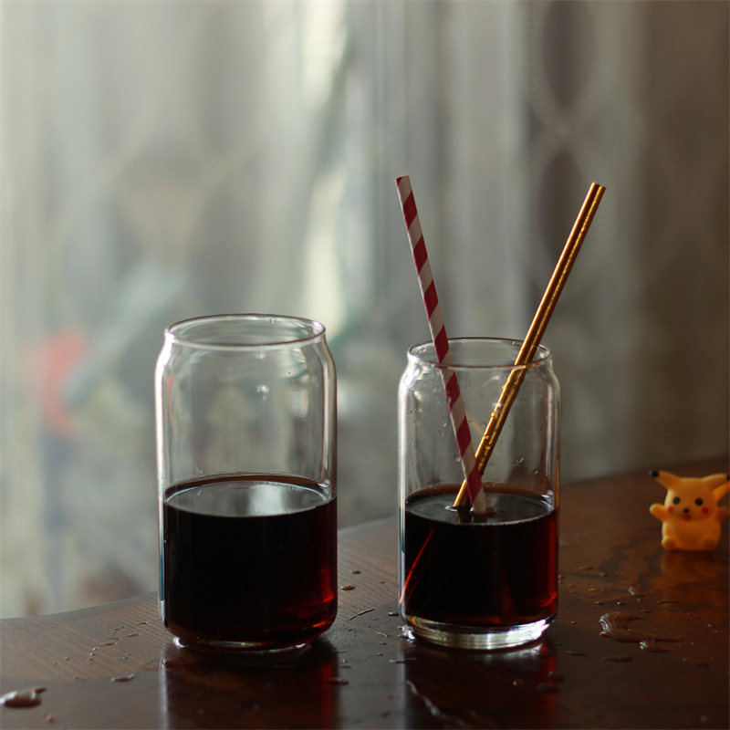 美国利比玻璃易拉罐可乐杯冷饮杯网红ins创意商用气泡水冰美式杯