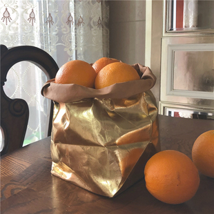 金色可水洗牛皮纸袋蔬菜水果纸收纳袋家居装饰花盆花瓶