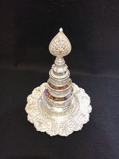 尼泊尔工艺纯银曼扎修盘 曼茶罗 曼达盘 积累福报资粮佛堂摆件