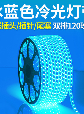 LED冰蓝光灯带冷光灯条门头户外防水电竞主题酒店浅蓝色线灯220V