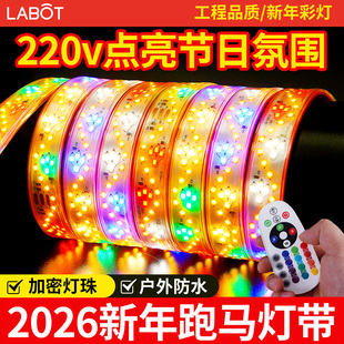 七彩流光跑马灯条春节过年节日夜景装饰亮化氛围户外防水led灯带