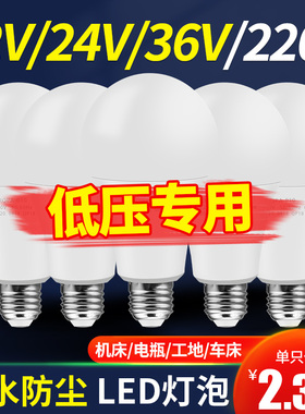 12V24V36V伏led低压灯泡AC交直流防水e27螺口冷库机床电瓶节能灯