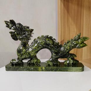 风水天然玉石青龙摆件工艺品招财镇宅吉祥物生肖岫玉压