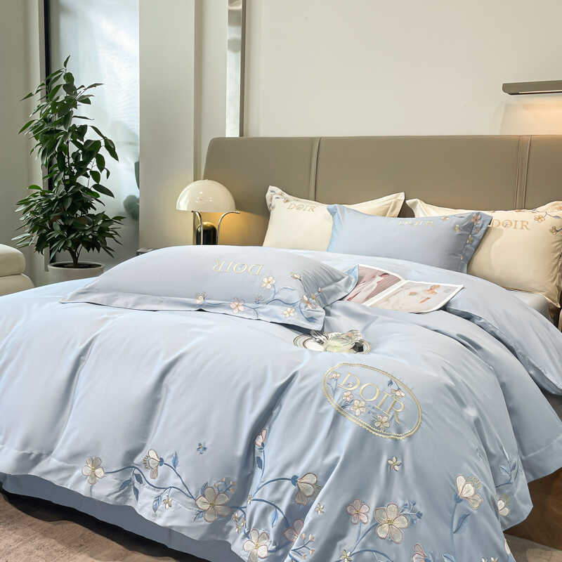 简约花卉刺绣180支纯棉轻奢