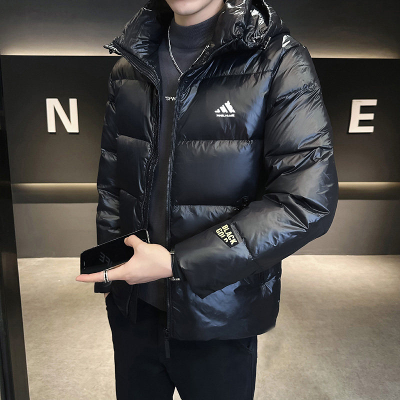 黑金羽绒服男女款冬季加厚保暖防寒鸭绒情侣连帽潮流休闲百搭外套