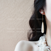 耳环蚊香盘耳夹 白色波点水滴珍珠高级感长款 YOUJUclub 温柔御姐