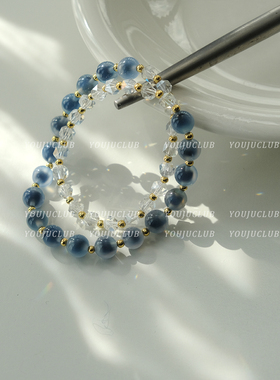 雾蓝色超仙女设计感ins手链礼物