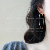 YOUJUclub 麻花纹耳圈 金属大圆圈气质小众夸张耳环蚊香盘耳夹女