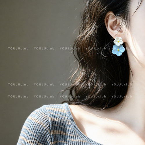 YOUJUclub四时花蓝白撞色花朵