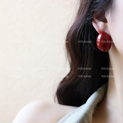YOUJUclub-大红豆～显白优雅耳饰