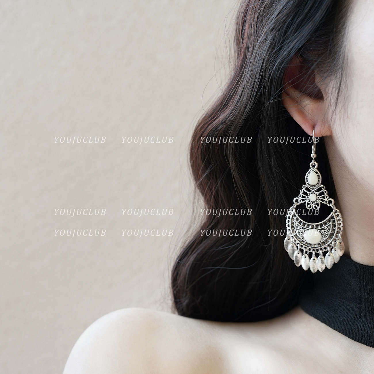 YOUJUclub-乌兰巴托~苗疆名族风银色异域风情度假耳环蚊香盘耳夹,饰品/流行首饰/时尚饰品新,耳环,淘宝优惠券,粉丝福利购,淘宝优惠卷