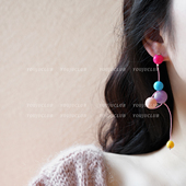 YOUJUclub 糖果色彩色球多巴胺少女撞色耳环蚊香盘耳夹 酸甜气泡