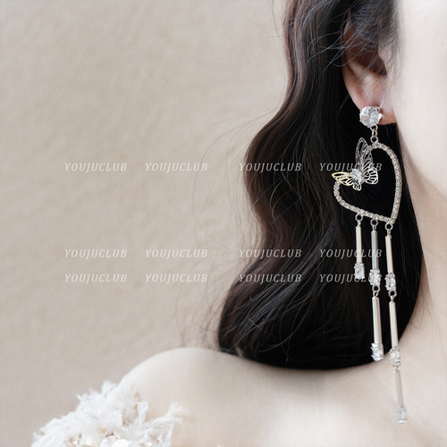 清冷感精致轻奢链条名媛宴会耳饰