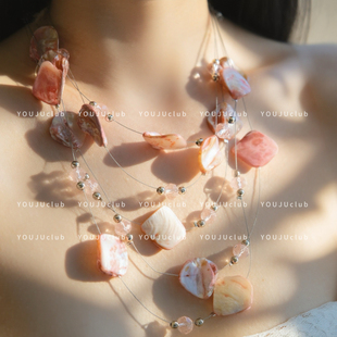 YOUJUclub-海的秘密~多层贝壳夸张项链波西米亚风气质个性项链女