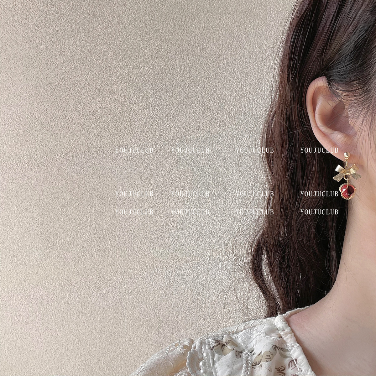 YOUJUclub-野石榴～酒红色复古精致蝴蝶结甜美小巧耳环蚊香盘耳夹,饰品/流行首饰/时尚饰品新,耳环,淘宝优惠券,粉丝福利购,淘宝优惠卷