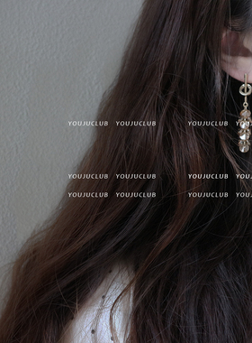 YOUJUclub |仙女下凡 复古透明超仙茶色水晶串珠清新耳环耳夹