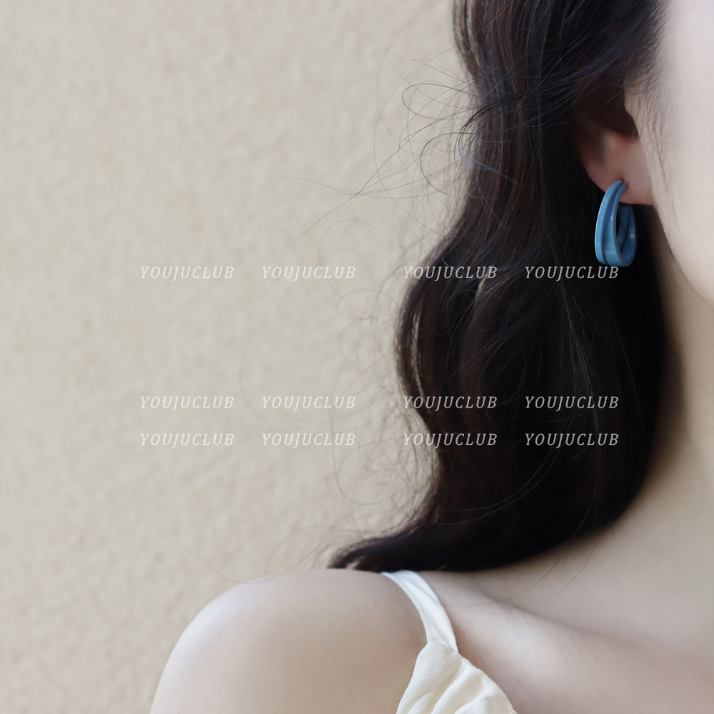 韩国ins小众简约米白色粉色耳环