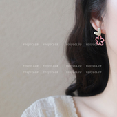 YOUJUclub 小清新可爱粉色花朵甜美少女感耳环蚊香盘耳夹 小奶芙