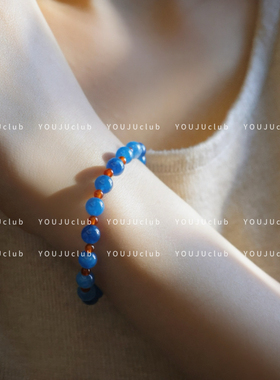 YOUJUclub-韵外之致~复古小众显白蓝色天然石串珠撞色新中式手链
