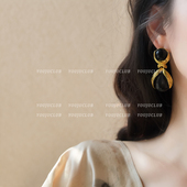 黑色复古高级感法式 YOUJUclub 东方美人 夸张小香风独特耳环耳夹