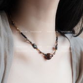 复古新中式 YOUJUclub 洛神 民族风小众vintage棕色捷克珠百搭项链