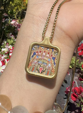 西藏拉萨纯手绘唐卡扎基拉姆文殊绿度母本命佛守护神佛牌吊坠项链