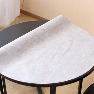 软玻璃胶垫灰色大理石圆桌桌布防水防烫防油免洗圆形桌垫北欧PVC